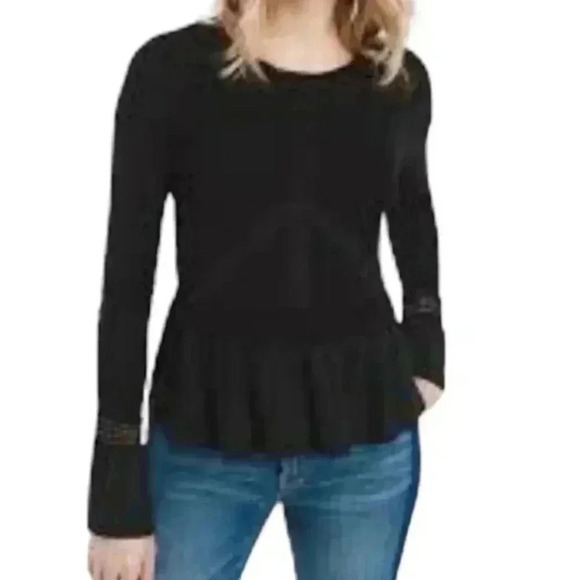 White House Black Market Black Bell Sleeve Peplum Top, size xs - Picture 10 of 11